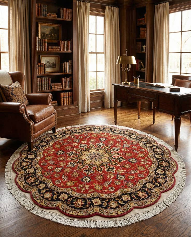 Detail image of 4' 6 x 4' 9 Tabriz Wool Round Rug