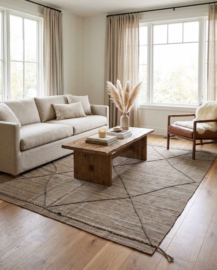 6' 5 x 7' Hand Knotted Moroccan Wool Square Rug