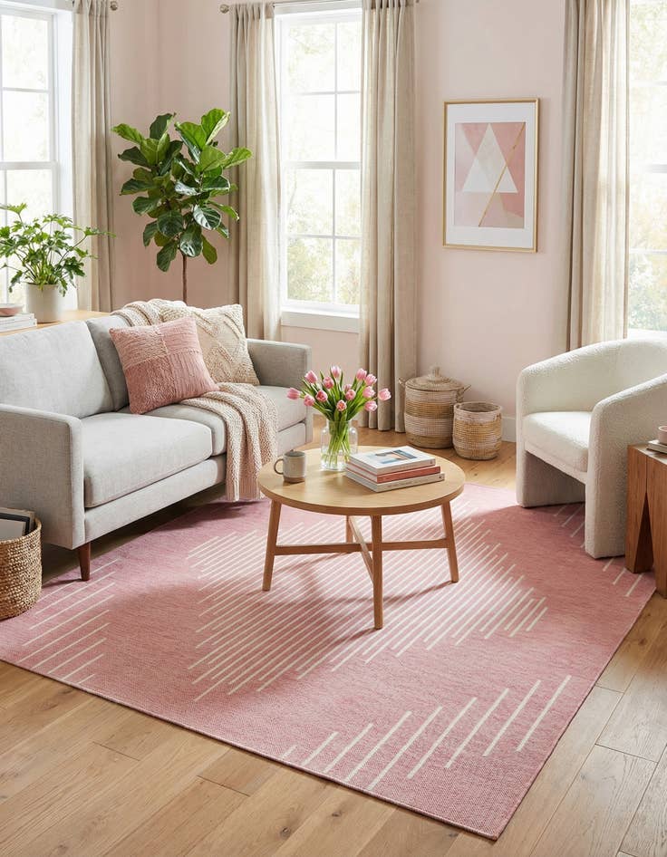 Detail image of 7' x 7'  Washable Modern Indoor / Outdoor Square Rug