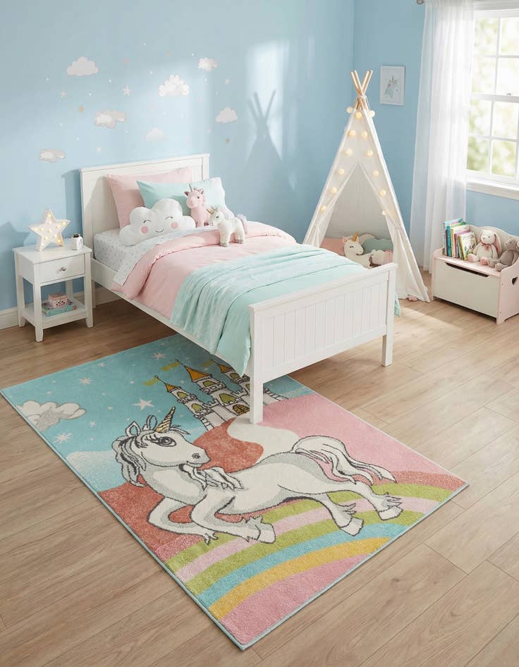 Detail image of 4' x 6' Unicorn Whimsy Kids Rug