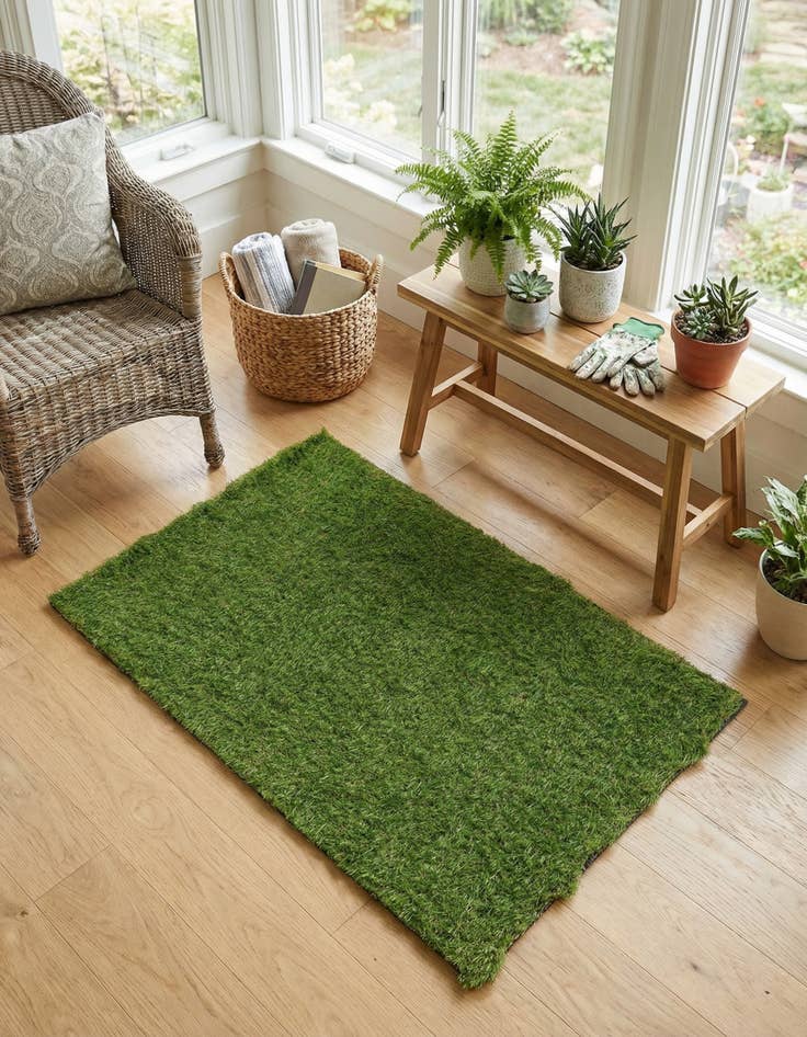 Detail image of 2' x 3' Easy-Clean Grass Indoor / Outdoor Rug