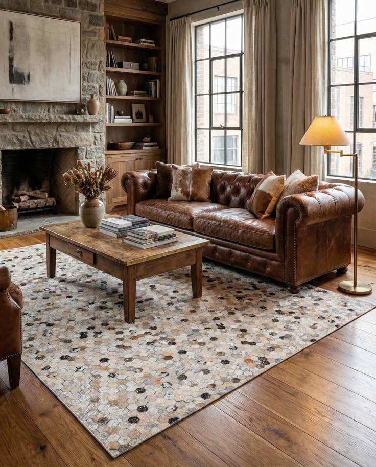 Detail image of 5' 4 x 7' 6 Cowhide Stocks Rug