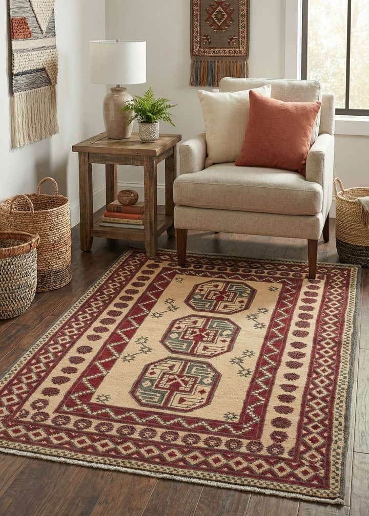 3' 2 x 5' Hand Knotted Afghan Akhche Wool Rug
