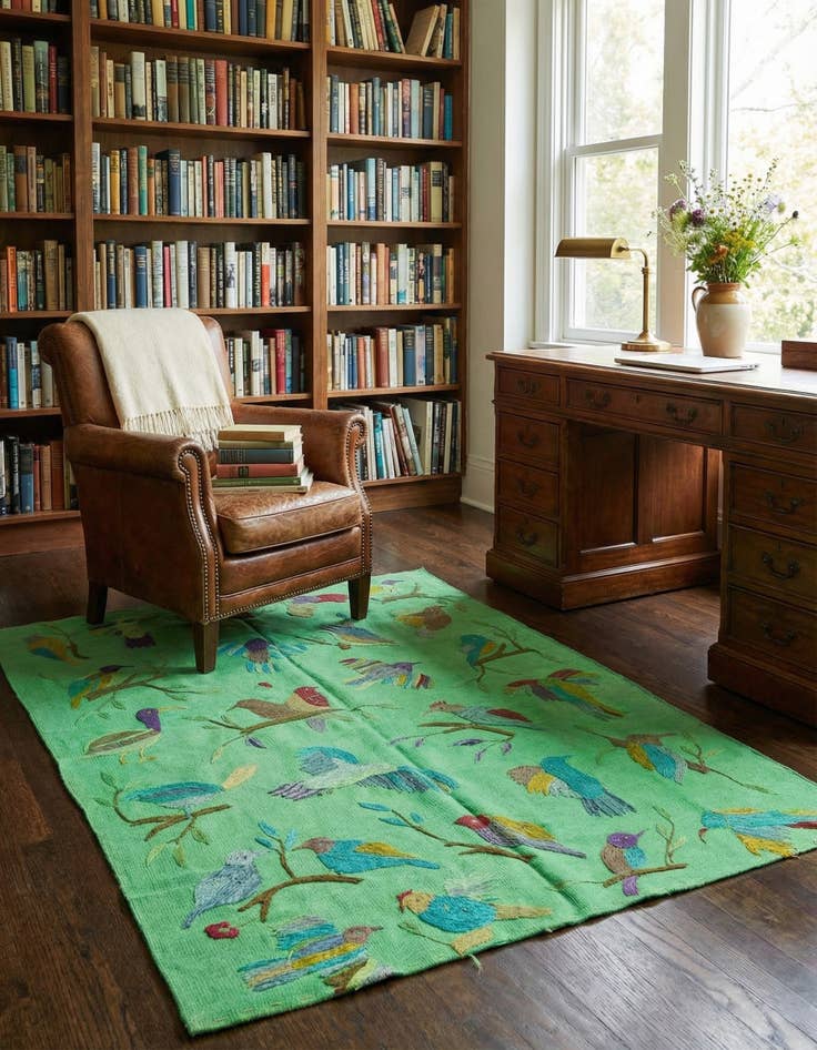 Detail image of 4' 7 x 6' 2  Hand Woven Kilim Suzani Wool Rug