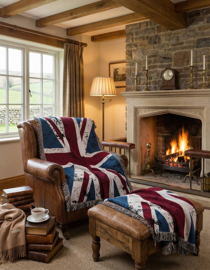 Detail image of 4' 6 x 6' Union Jack Flag Throw Blanket