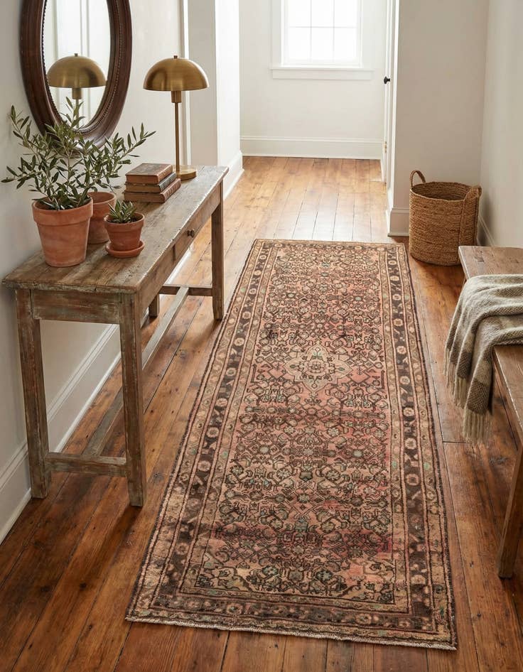 Detail image of 4' 2 x 9' 1  Hand Knotted Ultra Vintage Persian Wool Runner Rug