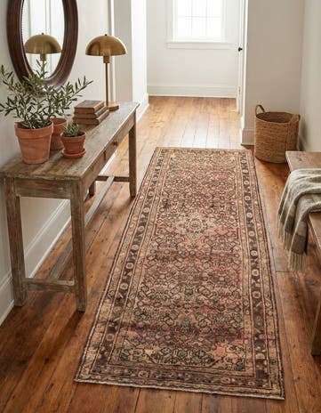4' 2 x 9' 1 Hand Knotted Ultra Vintage Persian Wool Runner Rug