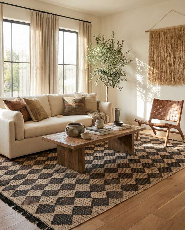 5' x 6' 4 Hand Woven Kilim Modern Wool Rug