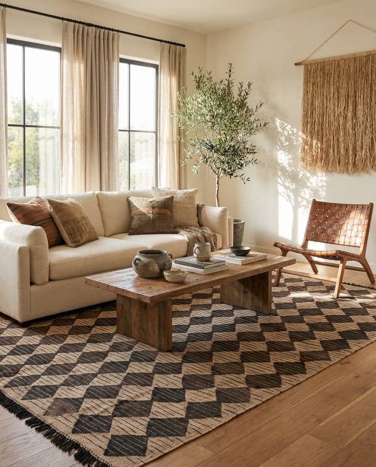 Detail image of 5' x 6' 4 Hand Woven Kilim Modern Wool Rug