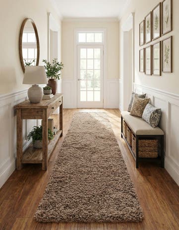 2' 7 x 13' Solid Shag Runner Rug