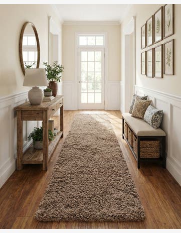 2' 7 x 13' Solid Shag Runner Rug