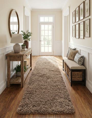 2' 7 x 13' Solid Shag Runner Rug