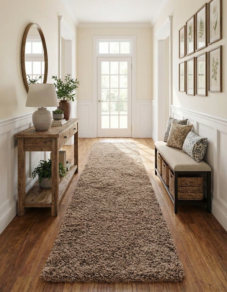 2' 7 x 13' Solid Shag Runner Rug