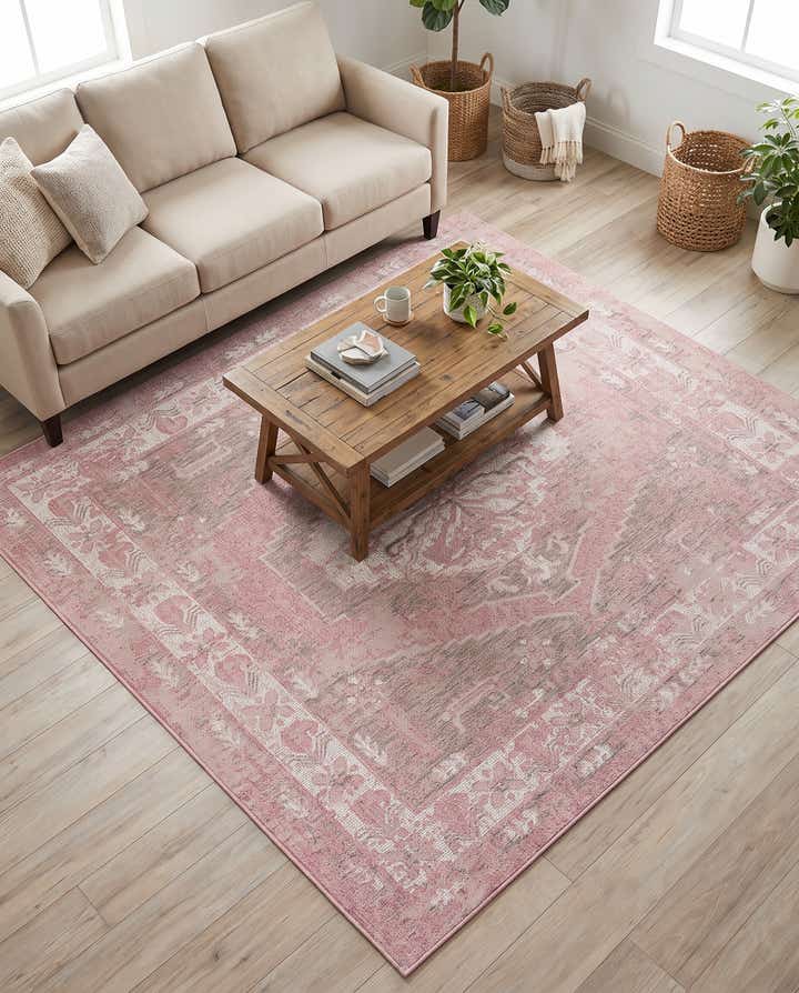 7' 10 x 7' 10 Easy-Clean Traditional Indoor / Outdoor Square Rug