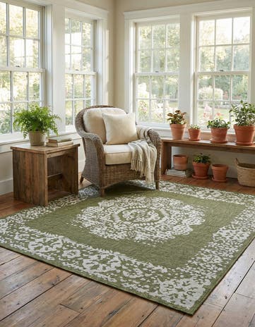 10' x 10' Easy-Clean Traditional Indoor / Outdoor Square Rug