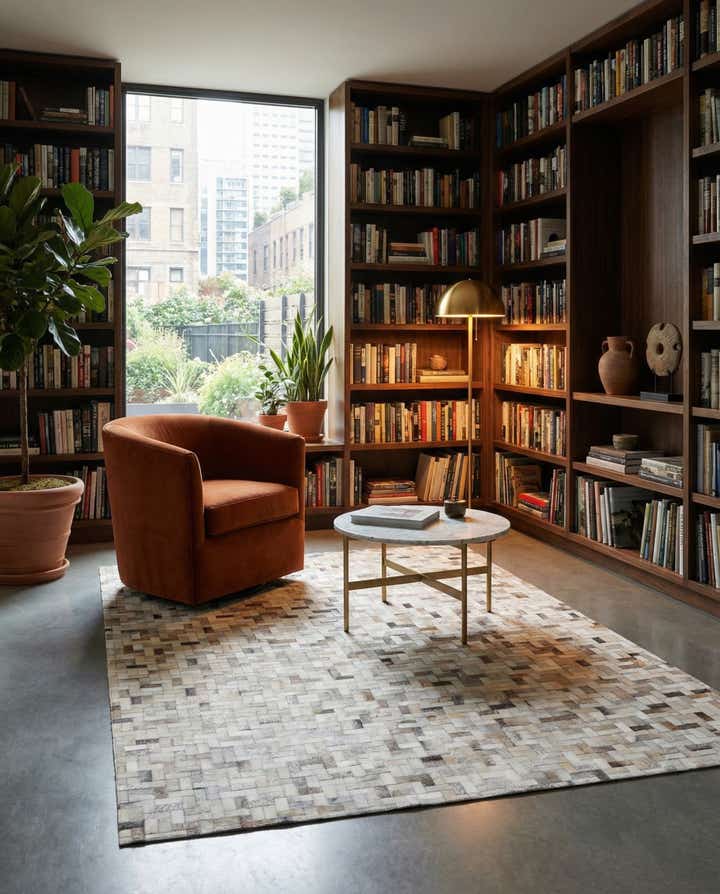 5' 7 x 7' 10 Cowhide Stocks Rug