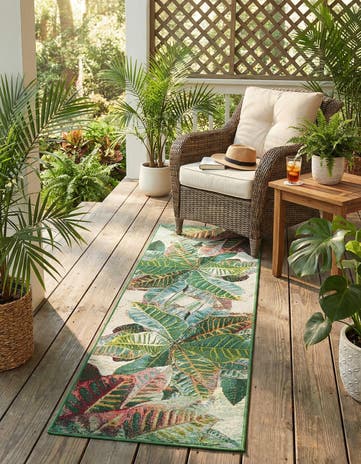 2' x 6' Easy-Clean Botanical Indoor / Outdoor Runner Rug