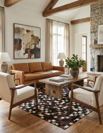 5' 1 x 8' 2 Cowhide Leather Rug