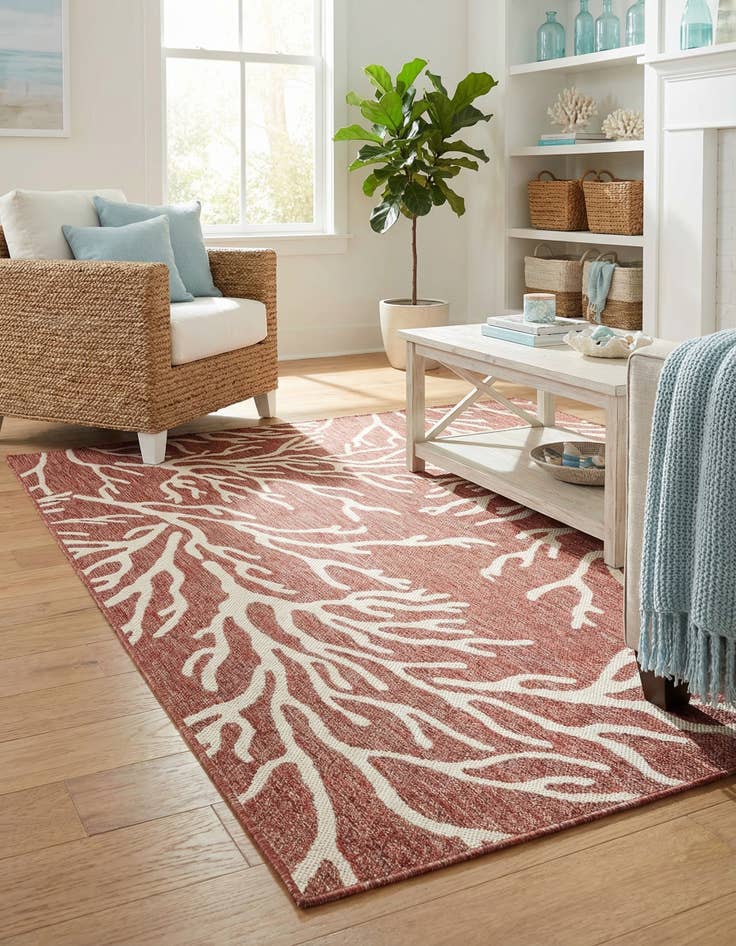 Detail image of 5' 3 x 7' Easy-Clean Coastal Indoor / Outdoor Rug