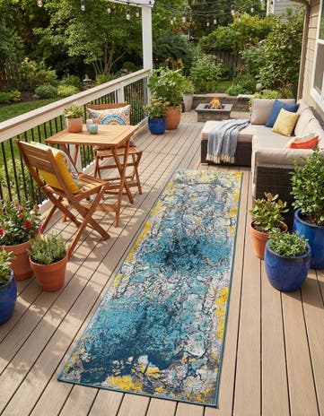 2' 7 x 10' Easy-Clean Modern Indoor / Outdoor Runner Rug