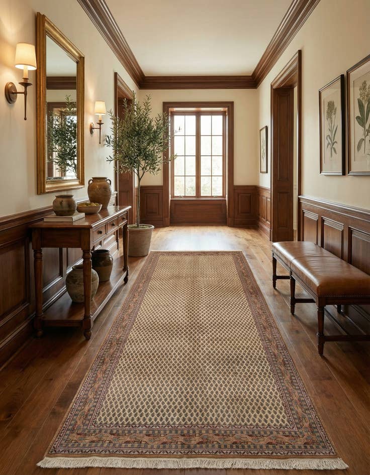 Detail image of 5' 8 x 11' 6  Hand Knotted Mir Wool Runner Rug