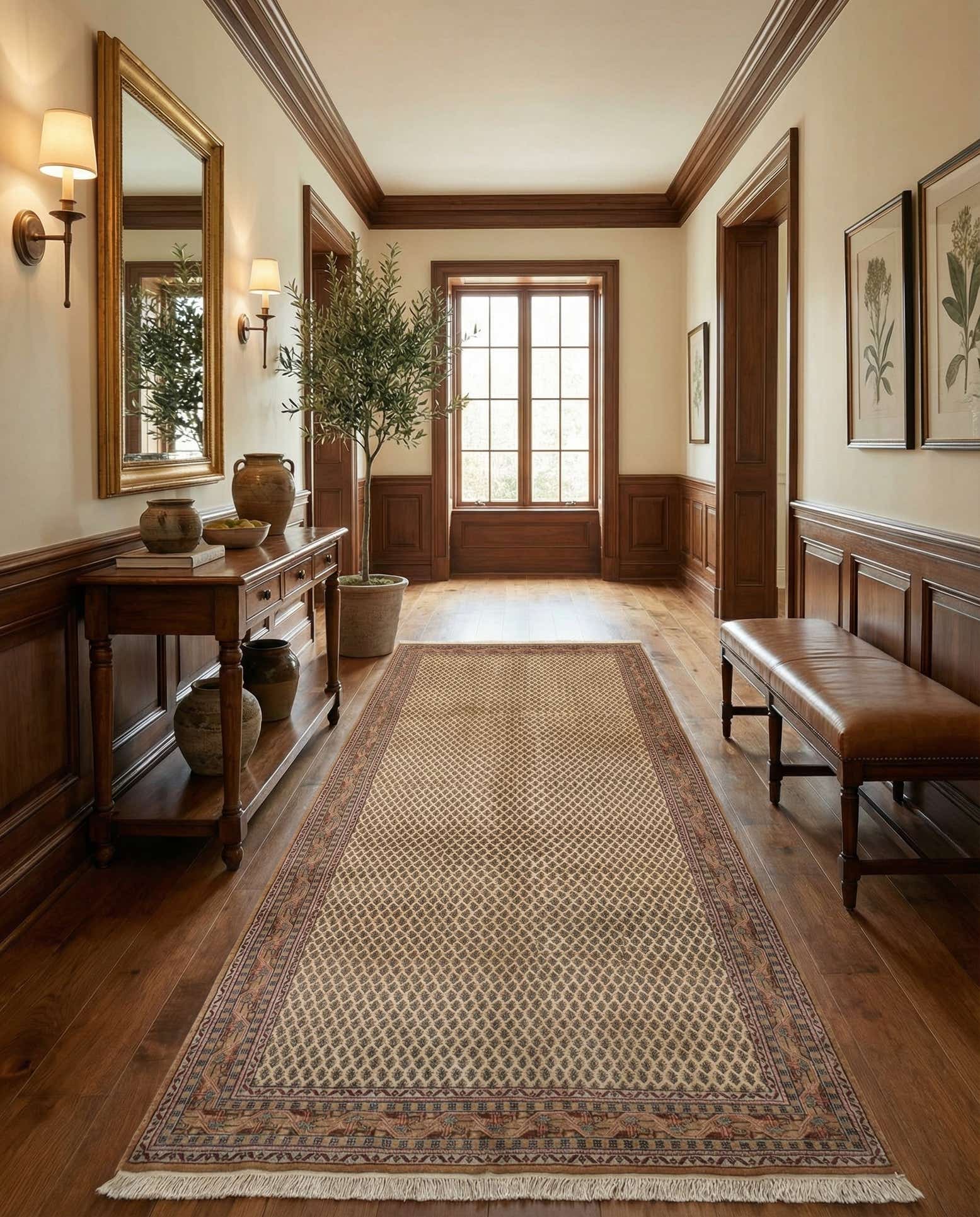 5' 8 x 11' 6 Hand Knotted Mir Wool Runner Rug