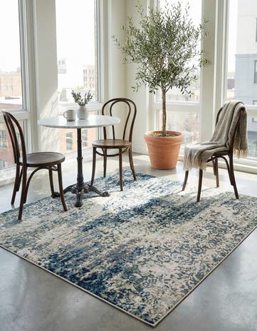Navy Blue Gossamer Square Rug