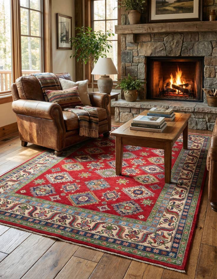 Detail image of  6' 6 x 9' 8  Hand Knotted Kazak Rug