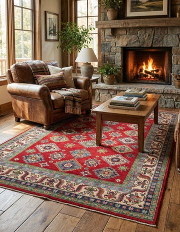 6' 6 x 9' 8 Hand Knotted Kazak Rug