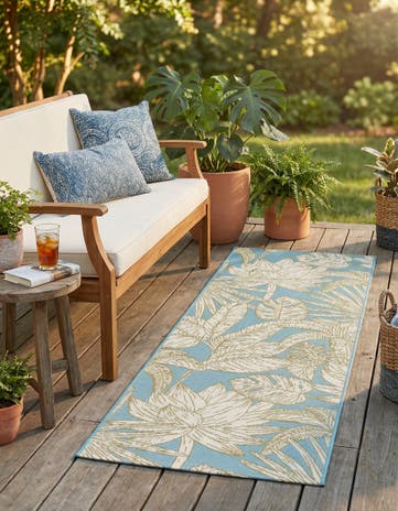 2' x 6' Easy-Clean Botanical Indoor / Outdoor Runner Rug