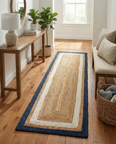  2' x 8'  Hand Braided Jute Runner Rug