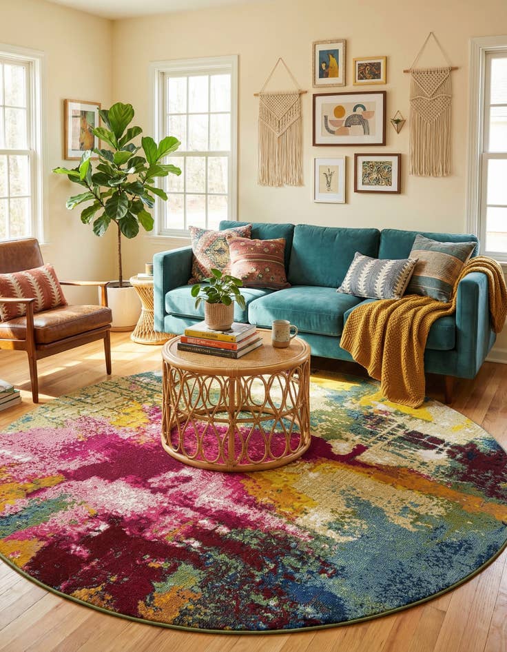 Detail image of  8' x 8'  Washable Hyacinth Round Rug