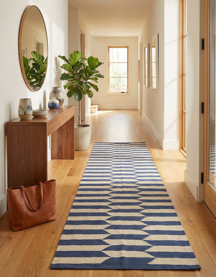 Detail image of 2' 8 x 9' 8  Hand Woven Kilim Modern Wool Runner Rug