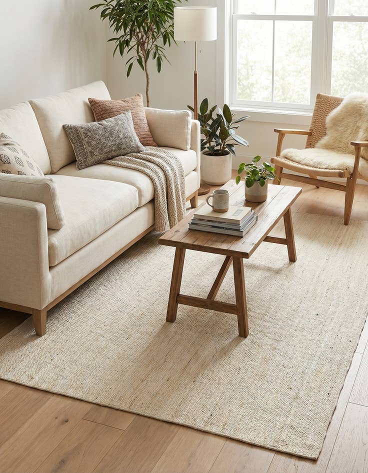 Detail image of  7' 1 x 10'  Hand Braided Jute Rug