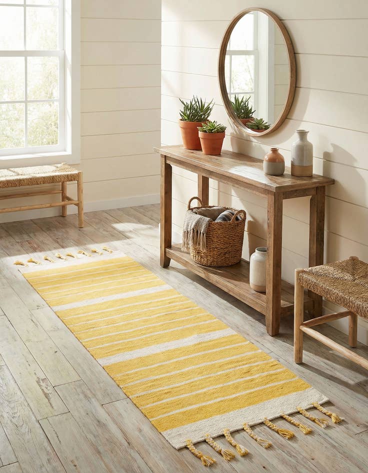 Detail image of 2' 2 x 6' 1  Hand Woven Chindi Cotton Runner Rug