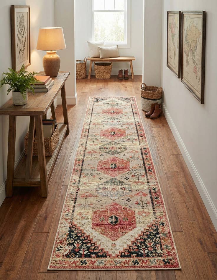 Detail image of 2' 7 x 12'  Washable Traditional Indoor / Outdoor Runner Rug