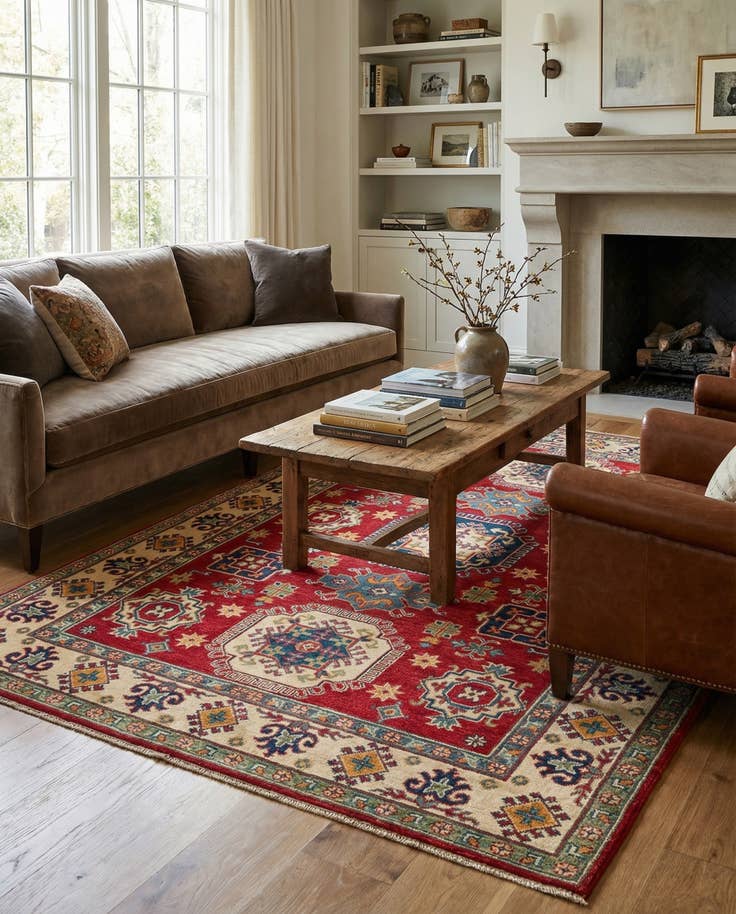 Detail image of 5' 9 x 8' Hand Knotted Kazak Rug