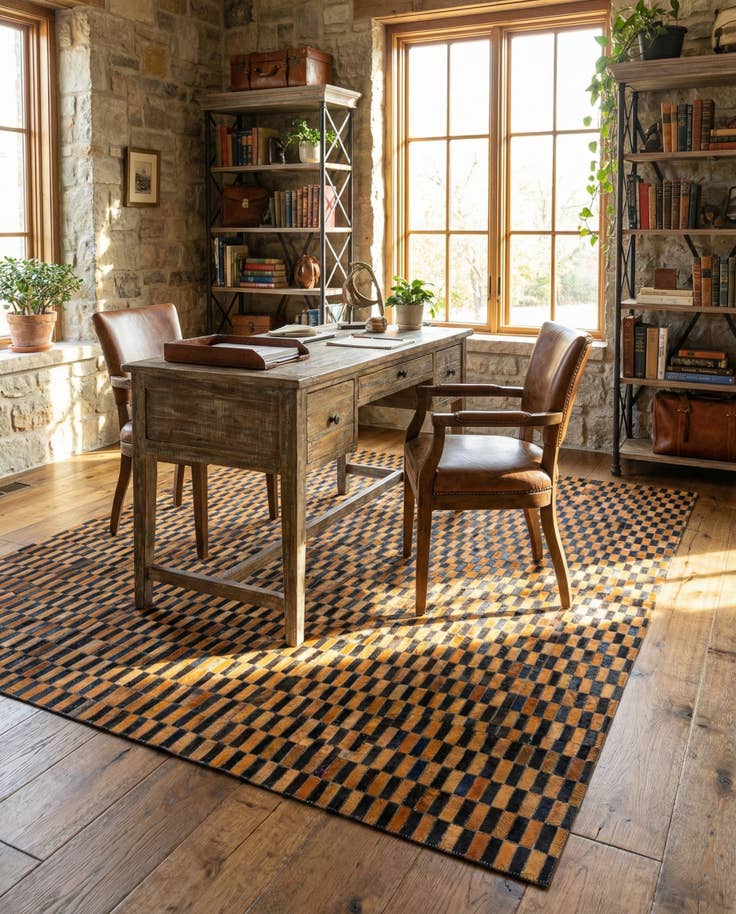 Detail image of 5' x 8' Cowhide - Patchwork Rug