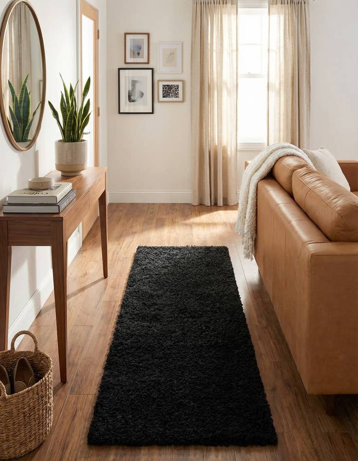 Detail image of  2' 7 x 10' Solid Shag Runner Rug