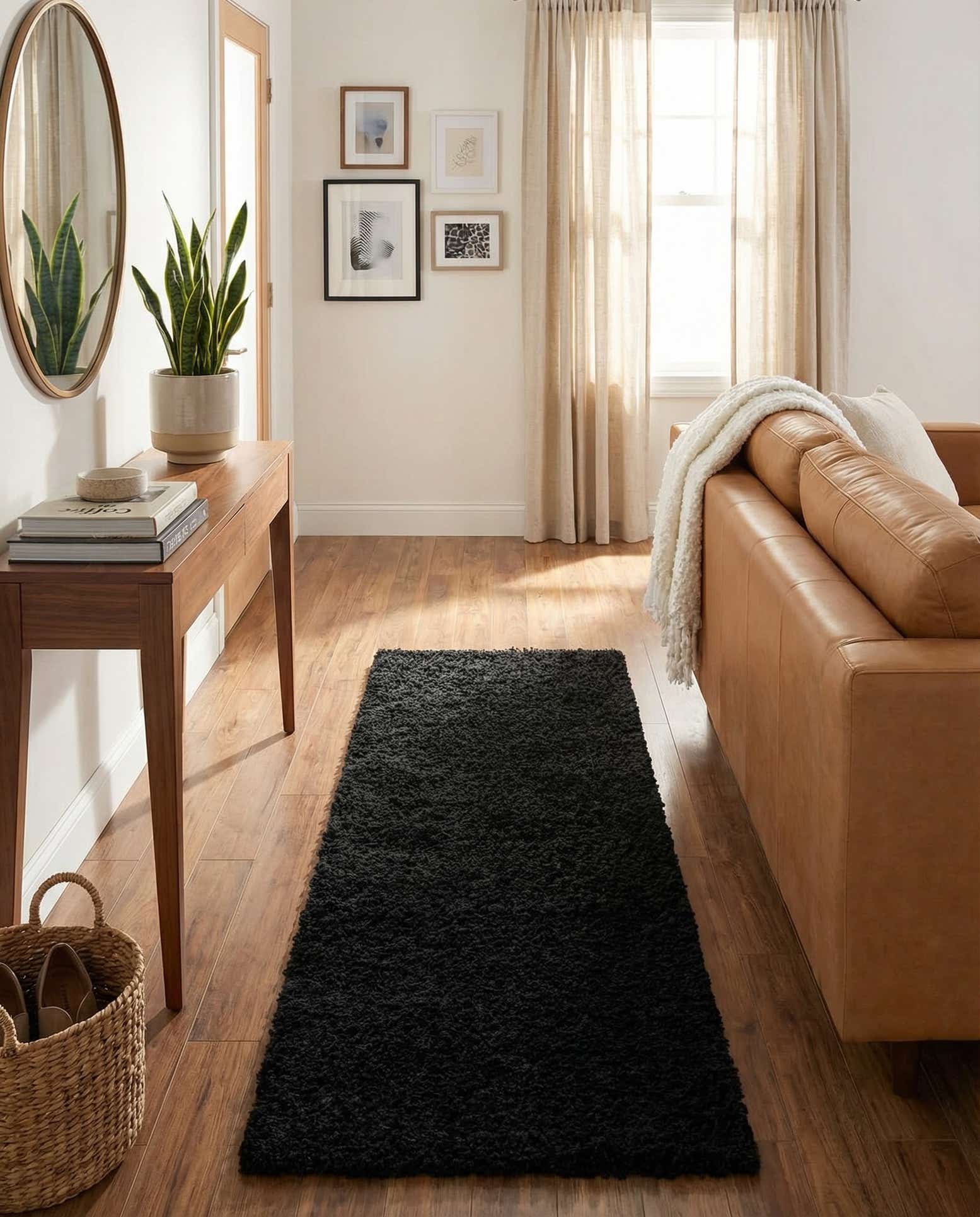 2' 7 x 10' Solid Shag Runner Rug