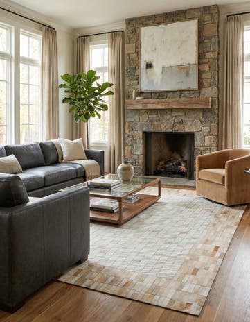 5' 1 x 8' Cowhide Leather Rug