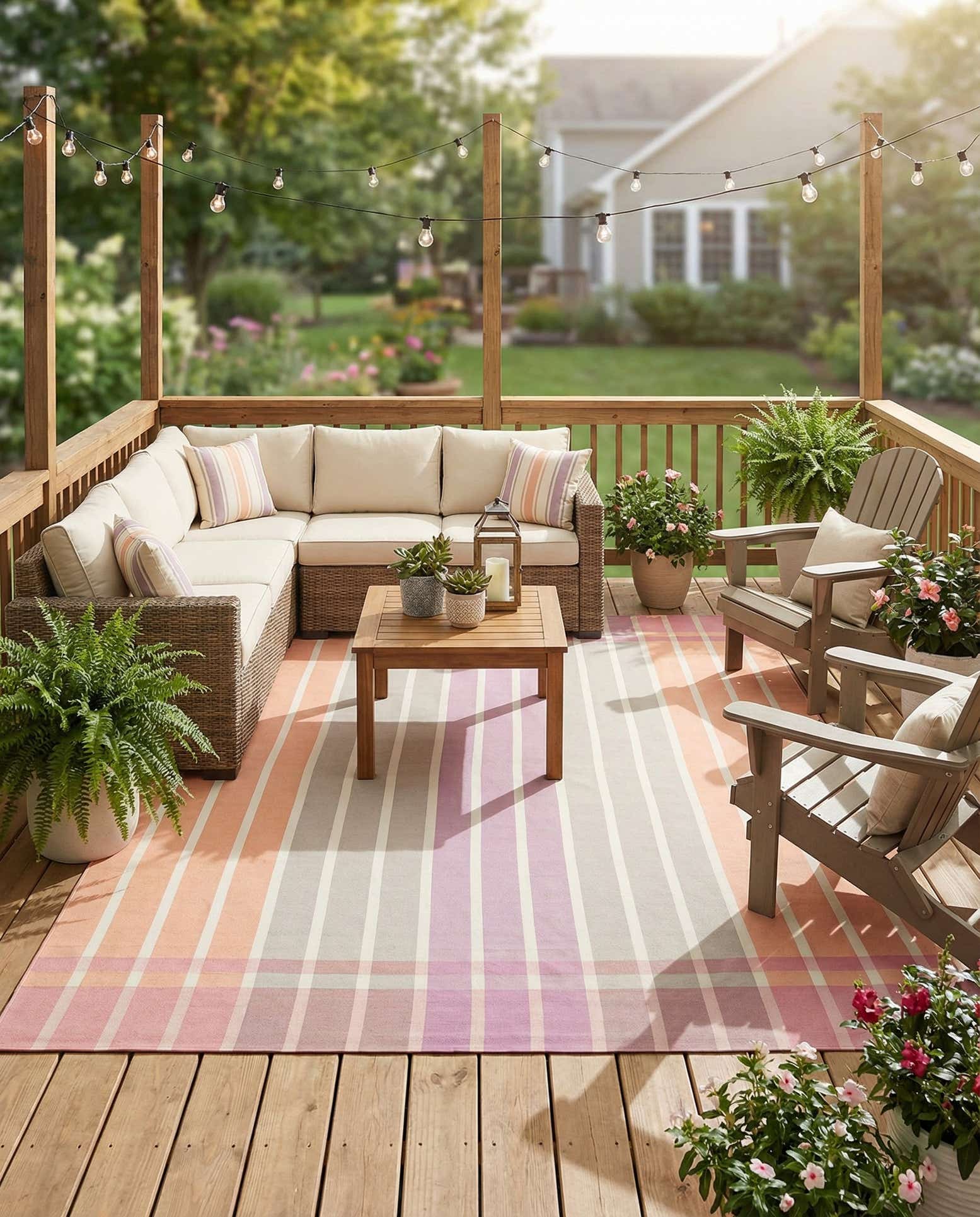 10' x 13' Easy-Clean Striped Indoor / Outdoor Rug