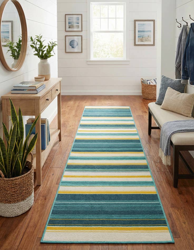 Detail image of 2' 7 x 10'  Washable Border Indoor / Outdoor Runner Rug