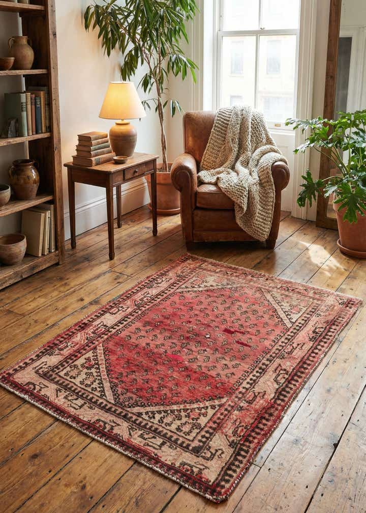 3' 9 x 4' 10 Hand Knotted Ultra Vintage Persian Wool Rug