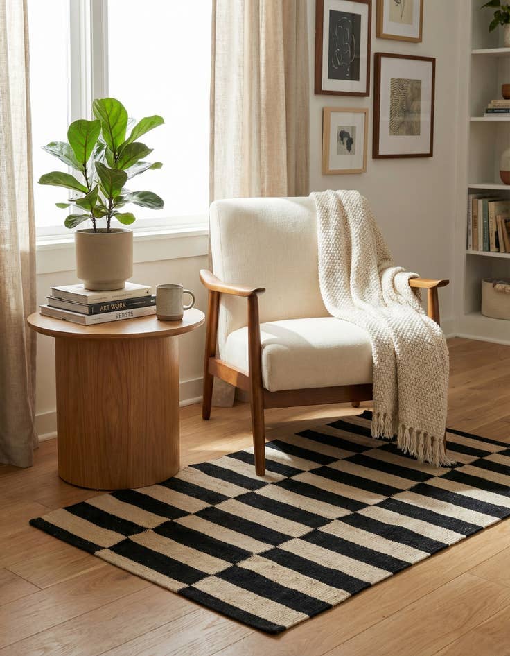 Detail image of 2' 6 x 4'  Hand Woven Kilim Modern Wool Rug