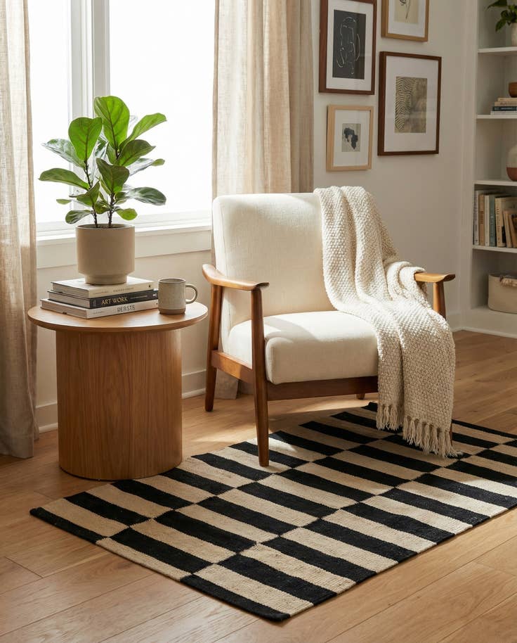 Detail image of 2' 6 x 4' Hand Woven Kilim Modern Wool Rug