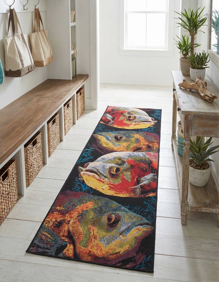 Detail image of 2' x 6' Easy-Clean Coastal Indoor / Outdoor Runner Rug