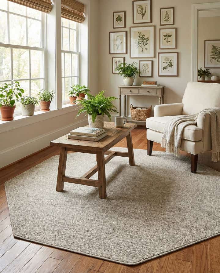 7' 10 x 7' 10 Easy-Clean Solid Indoor / Outdoor Octagon Rug