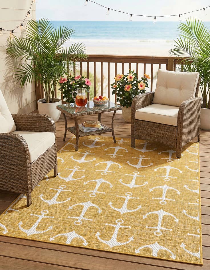 Detail image of 4' x 6'  Washable Coastal Indoor / Outdoor Rug