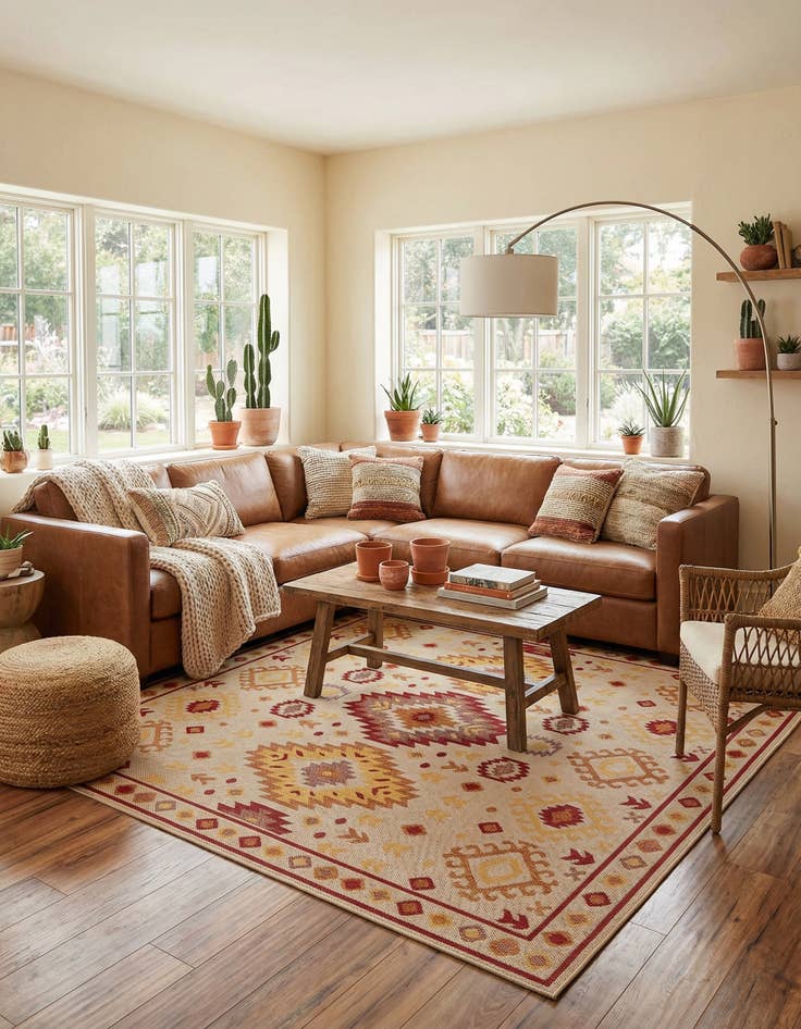 Detail image of 10' x 10' Easy-Clean Baja Indoor / Outdoor Square Rug